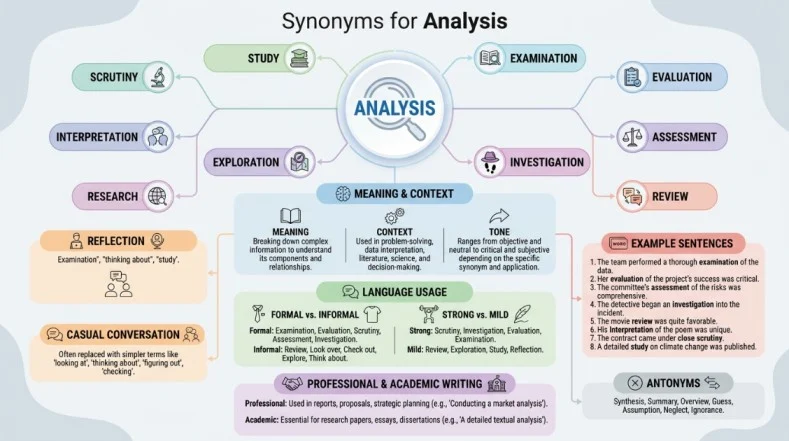 synonyms for analysis