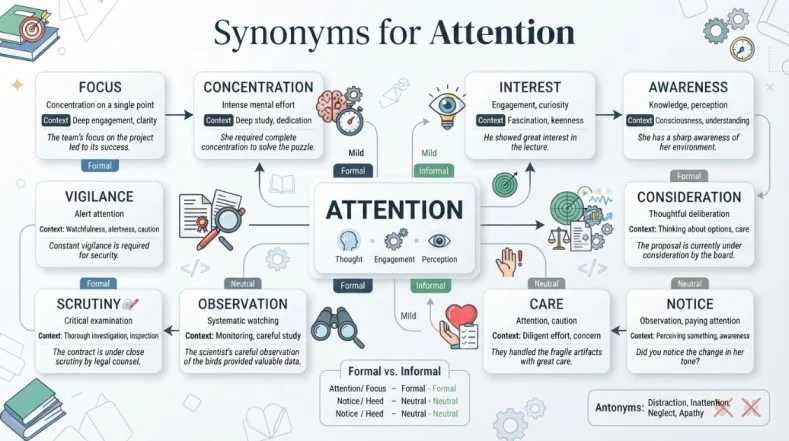 synonyms for attention
