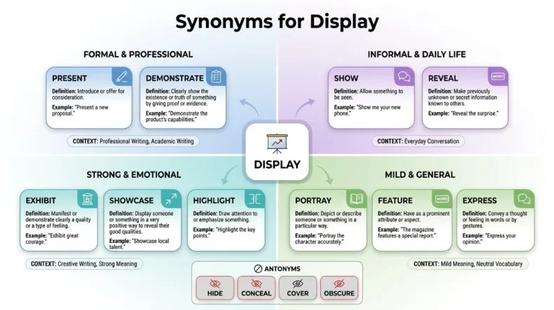 Synonyms for Display