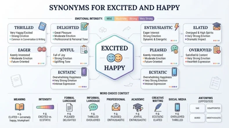 Synonyms for Excited and Happy