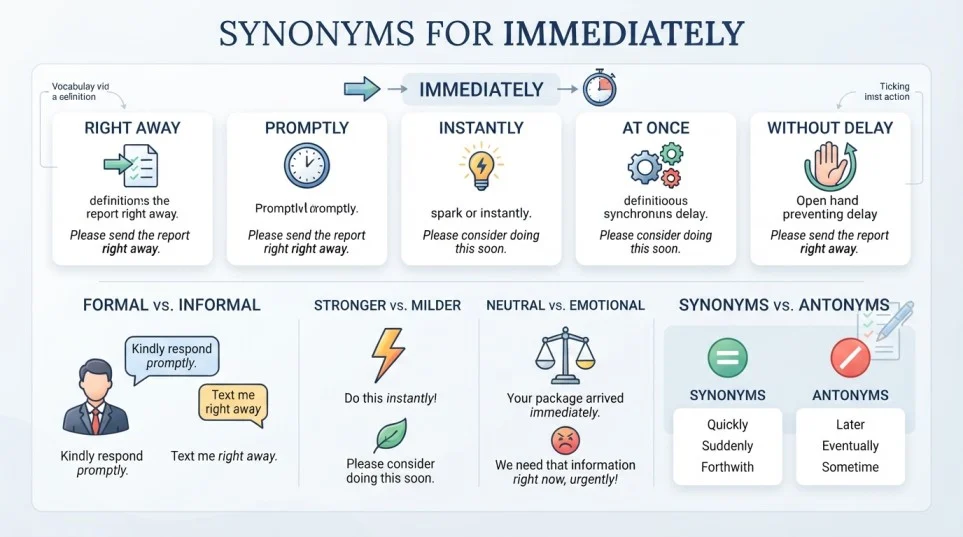 Synonyms for Immediately