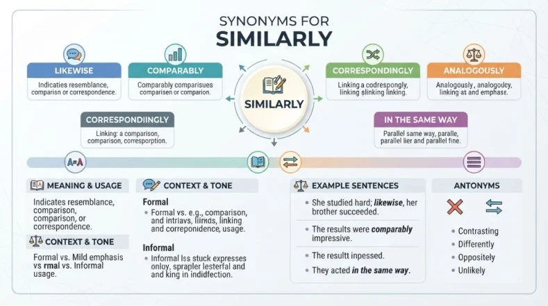 Synonyms for Similarly