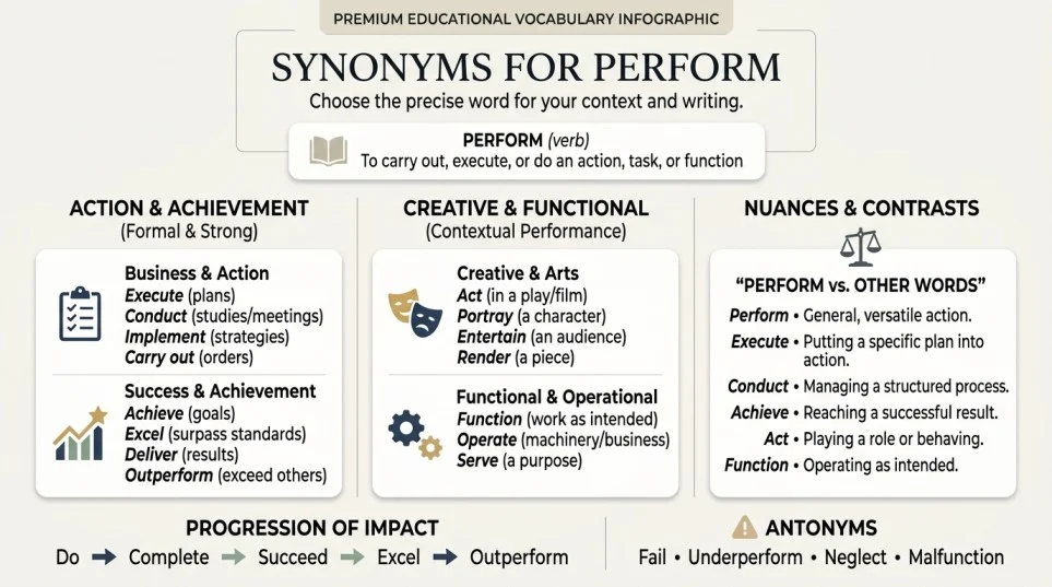 Synonyms for Perform