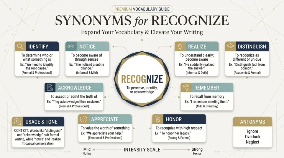 Synonyms for Recognize